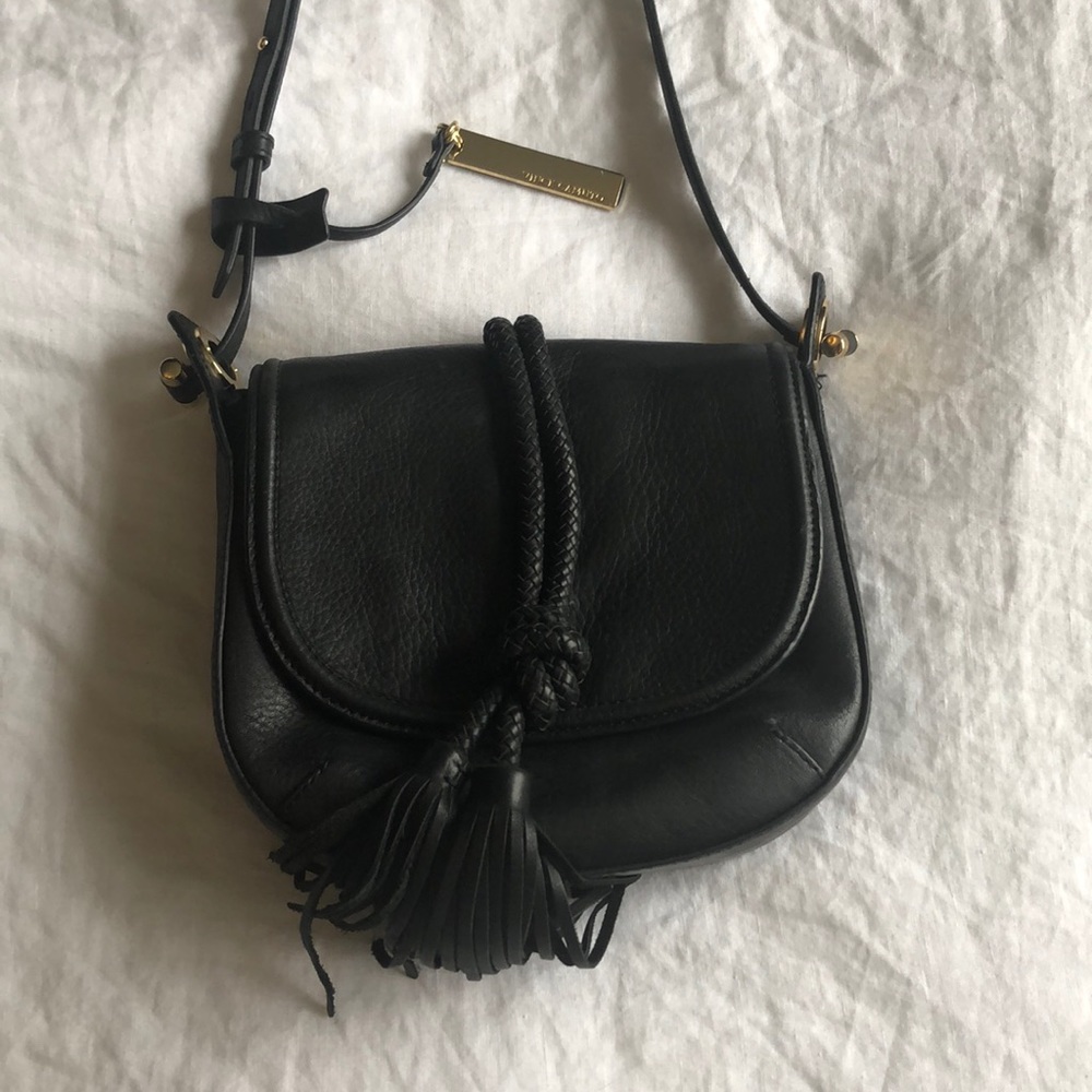 Vince Camuto black leather cross body purse